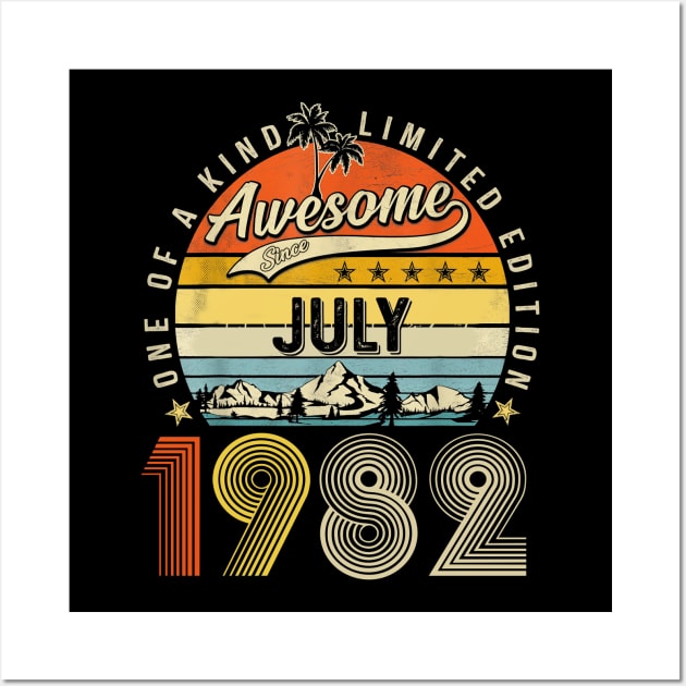 Awesome Since July 1982 Vintage 41st Birthday Wall Art by Vintage White Rose Bouquets